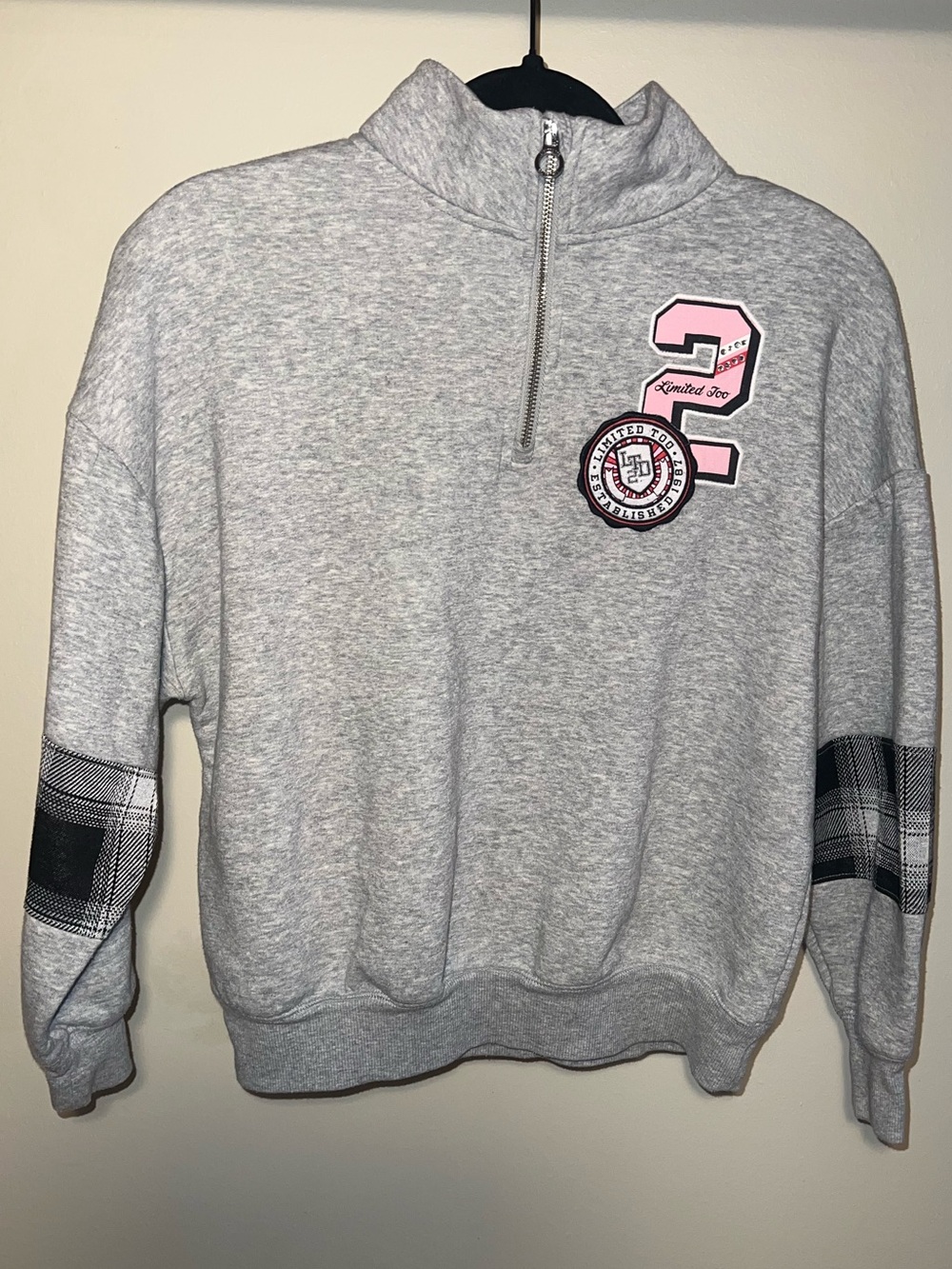 Limited Too Gray Pullover Sweatshirt with Pink Patch